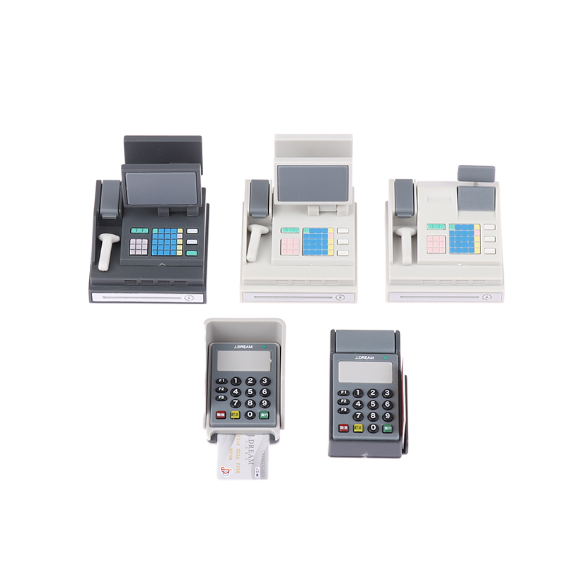 Toy Cash Register - ドールハウスミニスーパーマーケットレジ、スイベルカードセット、シミュレーション家電、家具おもちゃの装飾