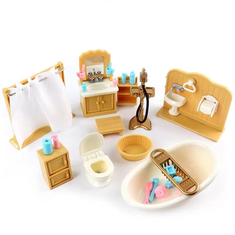 Kids Toys Kitchen Set - ドールハウスミニチュアギフトボックスパッケージ、家具セット、キッチン、バスルーム、シミュレーションおもちゃ、女の子、1/12