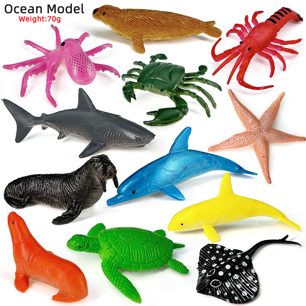 Kids Toys 3 Year Old - 12個セット 海洋生物セット 動物モデル クマガニ イカ ヒトデ