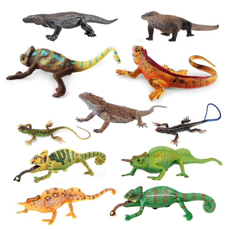 Kids Toys Reviews - イグアナのフィギュア、カメレオンのおもちゃ、爬虫類の動物フィギュア、アニメのアクションフィギュア、子供向けのプラスチック製動物おもちゃ、ゲーム用。