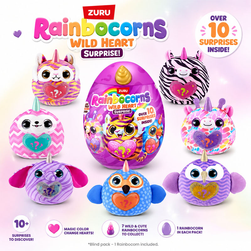 Kids Toys Kitchen Set - ZURU Rainocorns ワイルドハートサプライズ レインボーユニコーンシリーズ ミステリアスエッグぬいぐるみ ブラインドボックストイ