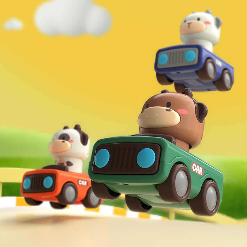 動物のプッシュアンドゴーカートイ、丈夫な摩擦動力車、1歳、2 - Kids Toys 3 Year Old のレビューと価格