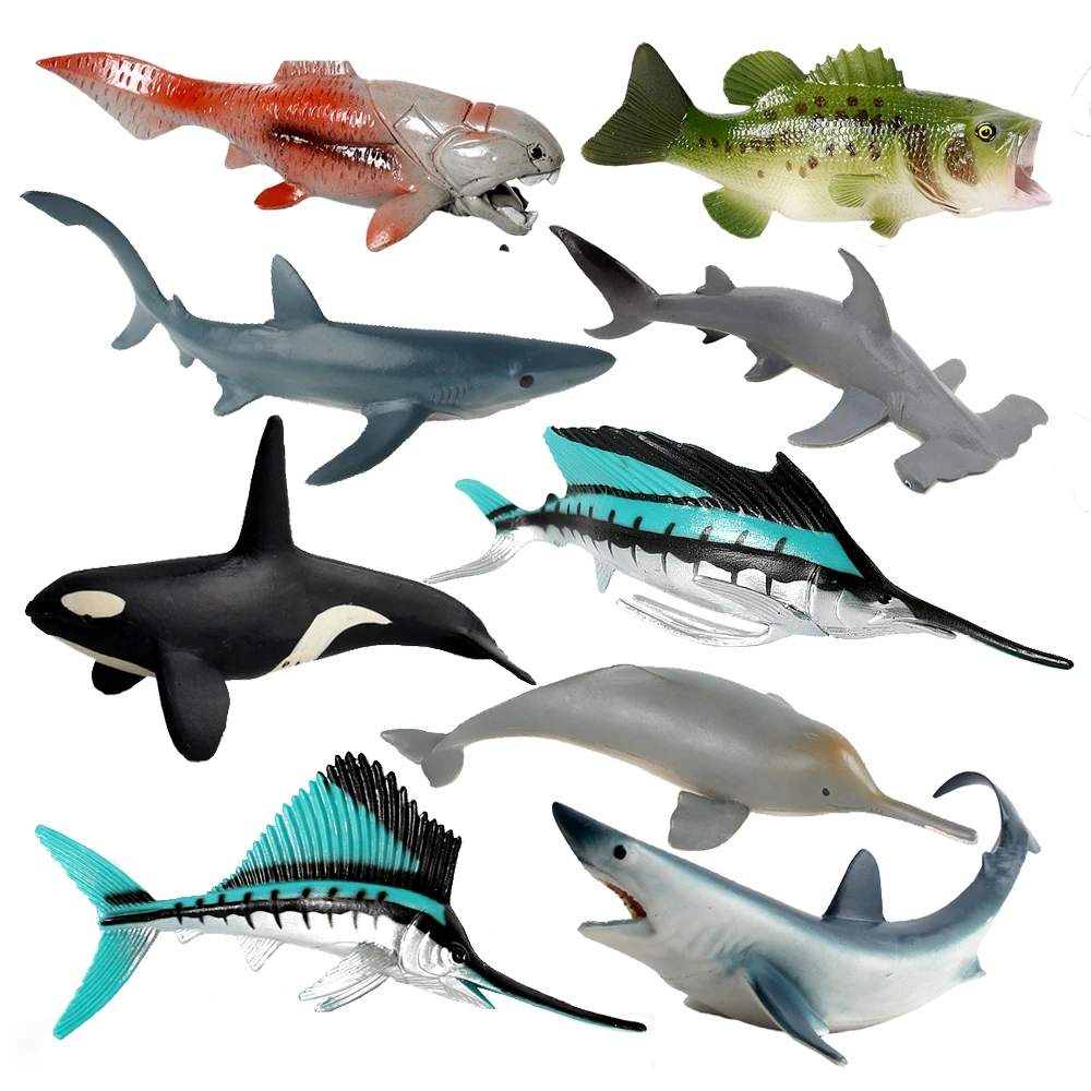 海洋動物のおもちゃメガロドンベルーガピラニアシャチサメアクシ - Kids Toys Reviews のレビューと価格