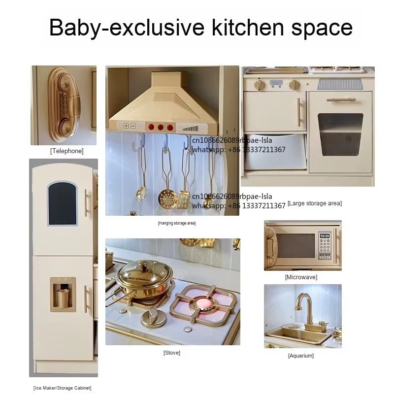 木製ごっこ遊びクッキングセット、リアルな光と音の電子レンジシ - Kids Toys Kitchen Set のレビューと価格